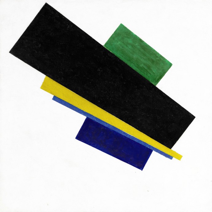 Kazimir Malevič: Suprematism, 18th Construction / 1915 /olej na plátně / 53,3 x 53,3 cm / Sotheby´s 24. 6. 2015