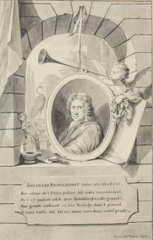 Jan Laurensz. van der Vinne: Memoriální portrét Johannese Bronkhorsta / pero, inkoust, lavírování na papíře / č. kat. 6 / Christie's Amsterdam 13. 5. 2015 / odhad 1200 – 1800 EUR / cena 563 EUR