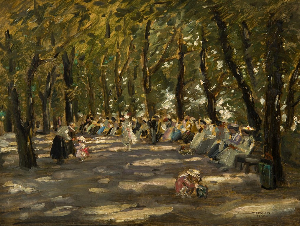 Viktor Stretti: Ze Žofína / 1915 (?) olej / 37 x 49 cm cena: 156 000 Kč / Dorotheum Praha 5.3. 2016