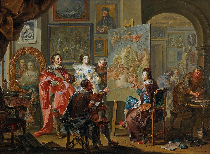 Johann Georg Platzer: V malířově ateliéru / olej na mědi / 47,6 x 64,5 cm / Dorotheum Vídeň 19. 4. 2016 / č. kat. 61 / odhad 150 000 - 200 000 eur