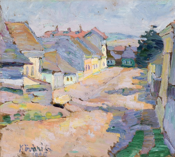 Konštantín Kövári-Kačmarik: Vesnická ulička, kolem 1910 olej na lepence, 30,5 x 34 cm, cena: 14 875 eur