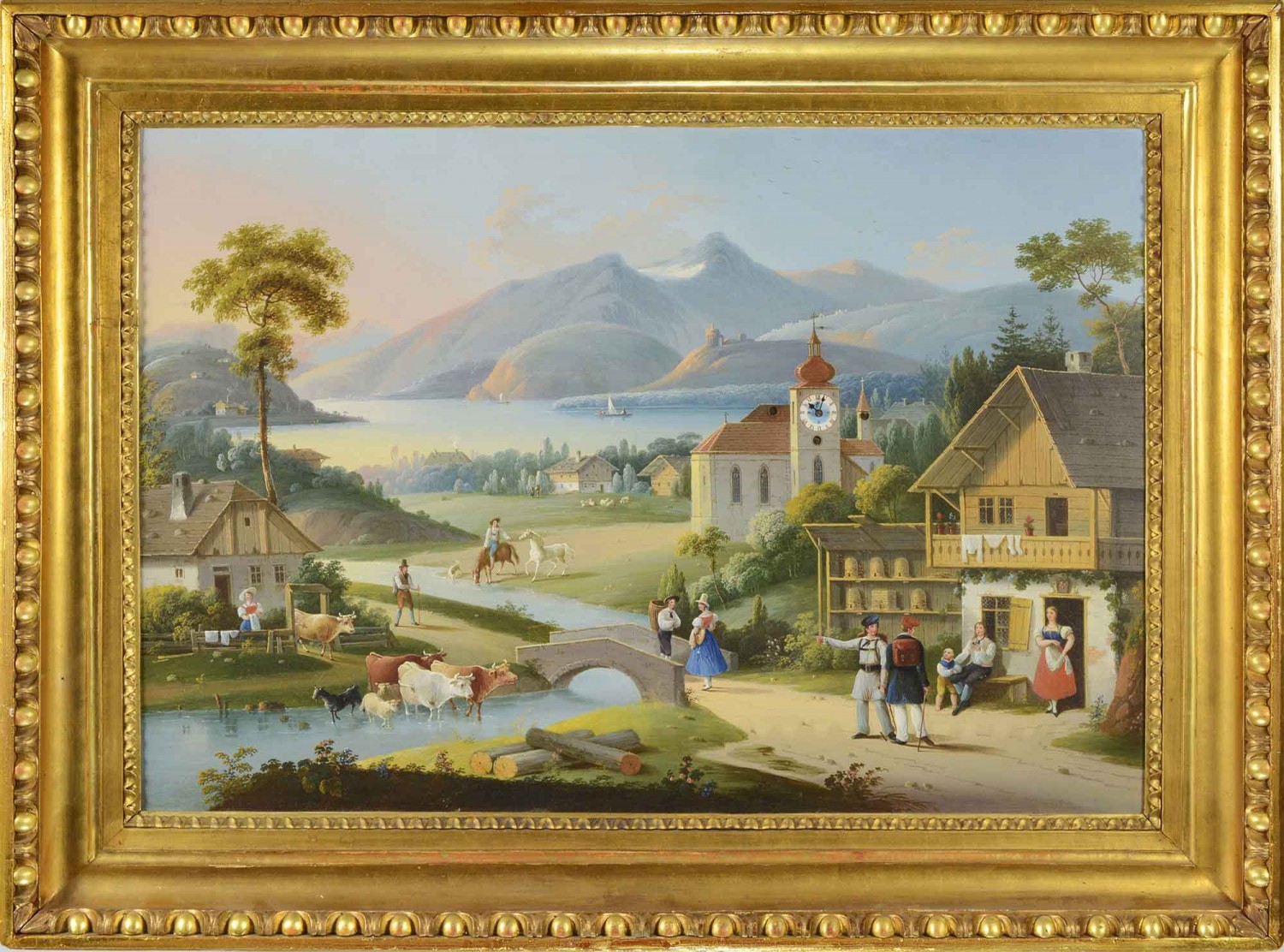 Anton Olbrich, Carl Ludwig Hoffmaister: Obrazové hodiny, 1826 olej na plechu, 76 x 101.5 cm dosažená cena: 118 000 Kč Aukční dům Zezula, 8. 4. 2017