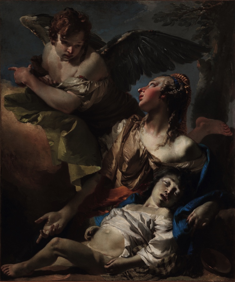 Giovanni Battista Tiepolo: Hagar a Izmael, 1733  olej na plátně, 133 x 112 cm Benátky, Scuola Grande di San Rocco