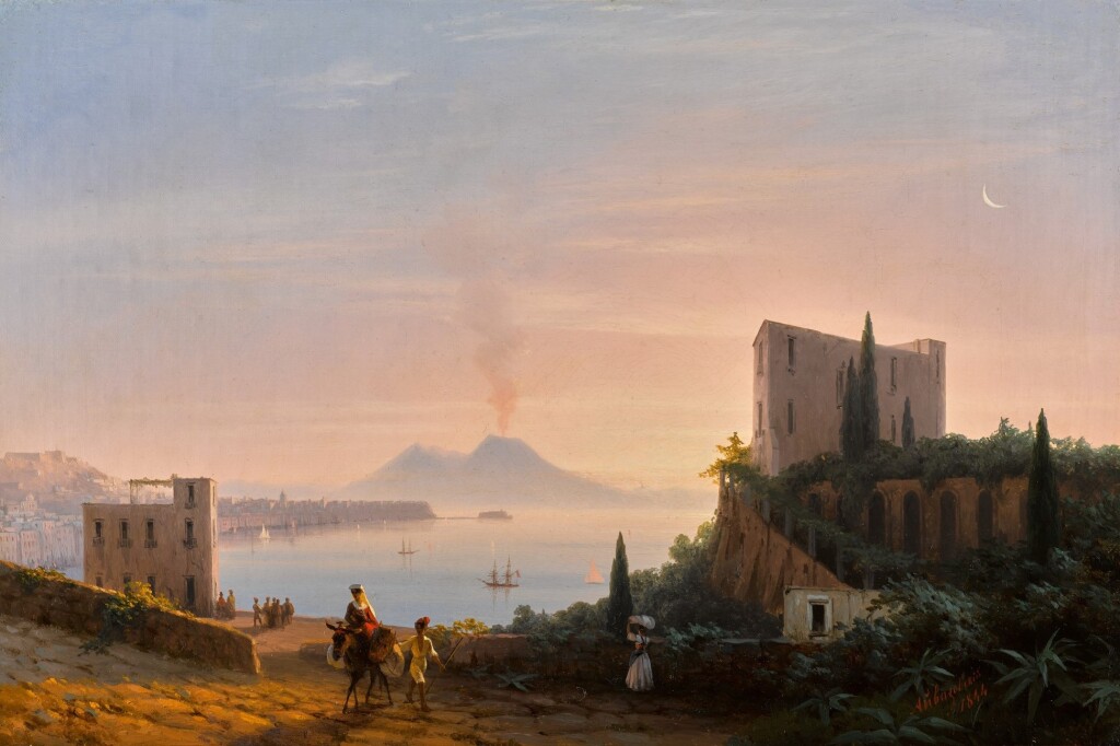 Ivan Konstantinovič Ajvazovskij: Italské krajiny, 1844, olej na plátně, 36 x 53,5 cm, cena (pár): 1 007 200 GBP  Russian Week Sotheby's 30. 11. 2021