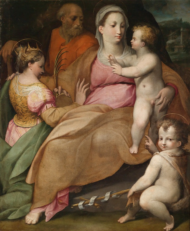 Orazio Samacchini: Mystické zasnoubení sv. Kateřiny Alexandrijské za přítomnosti sv. Josefa a malého sv. Jana Křtitele /olej, plátno / 115 x 98 cm / odhad 6 – 8 000 EUR / Dorotheum Vídeň 24.6.2014